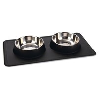 Beeztees Dinner Set Silikon Inox Dex Schwarz FüR Hunde 2X350Ml, 44,5X23Cm