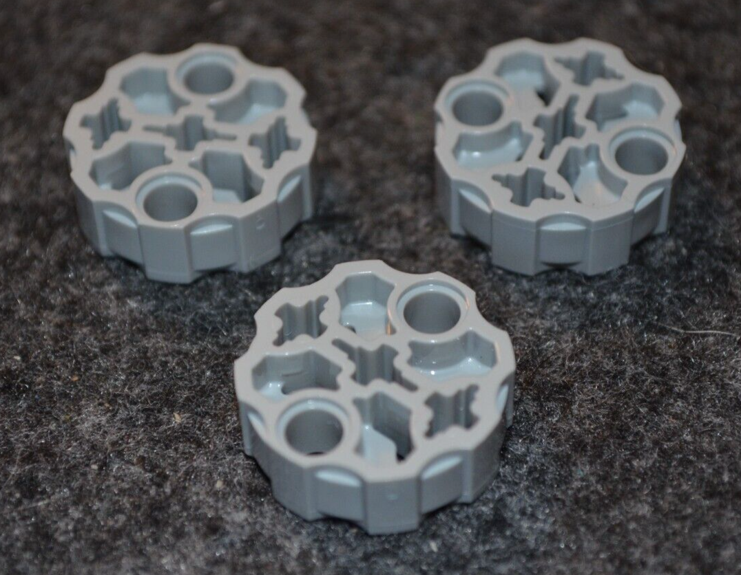 3) 3x3 Light Gray Round Technic Chamber Bricks New Lego Parts