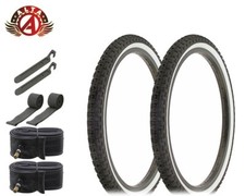 2 Alta BICYCLE 20 X 1.75 BMX DURABLE TIRES BLACK/WHITE COMP III TREAD 8PC SET.