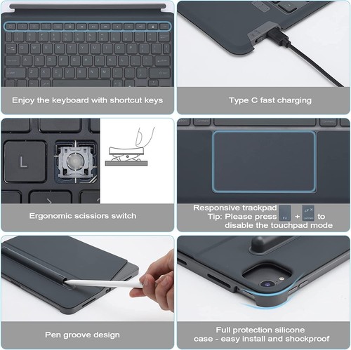 Qulose Tastatur Hülle für 10,9" iPad Air 5. 4. Generation 2022/2020, 7 Farben - Bild 5 von 6