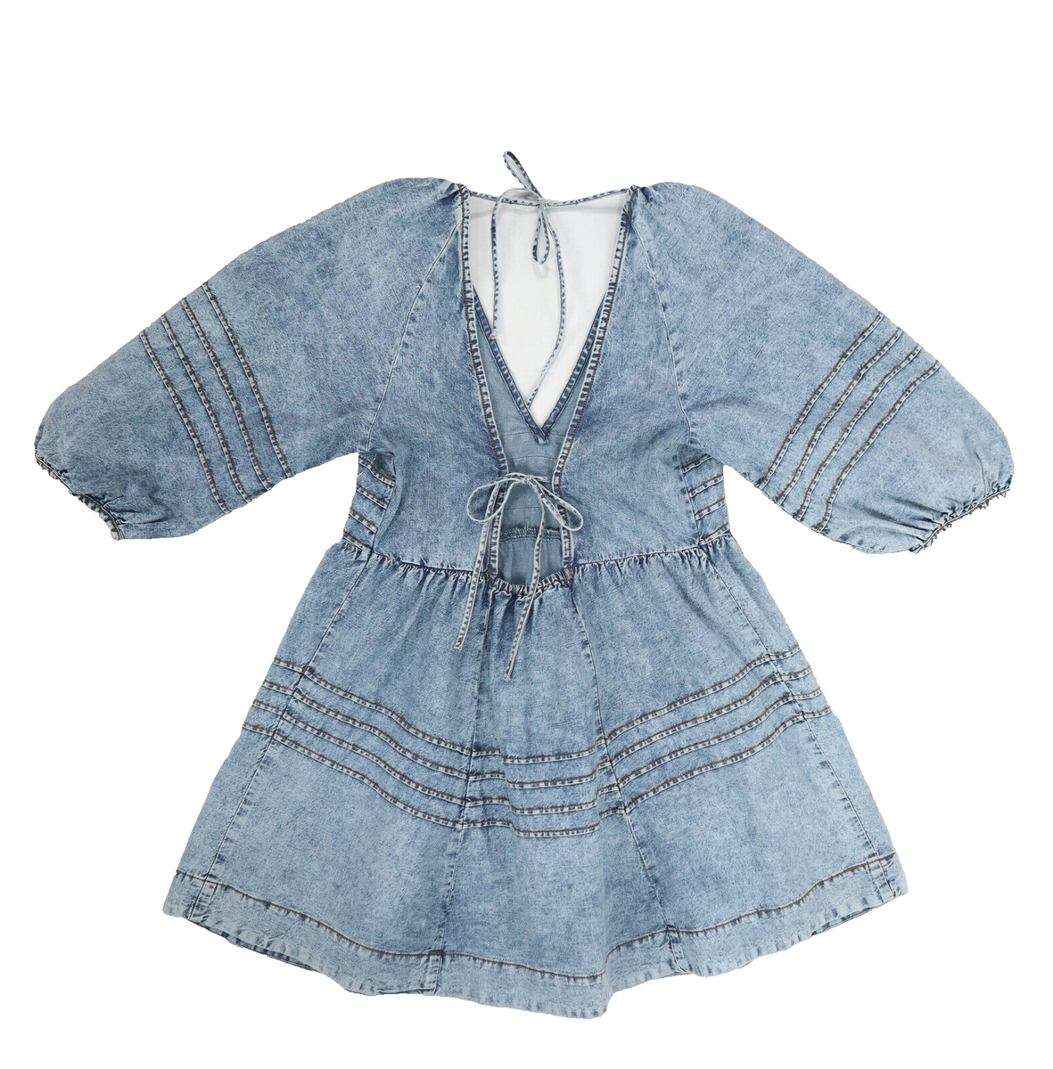 NEW $138 FREE PEOPLE US Small Acid Light Blue Sweet Surrender Mini Denim  Dress | eBay