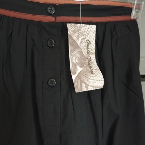 Oasis Trading Black Drindl Skirt Sz S Cotton Bronze Gold Pockets - Picture 5 of 8