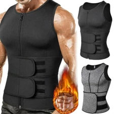 Men's Sauna Sweat Vest Waist Trainer Body Shaper Girdle Weight Loss Tank Top Gym