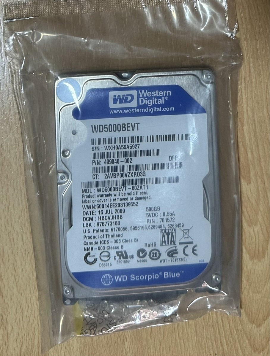 Western Digital Scorpio Blue 500GB Internal 5400RPM 2.5
