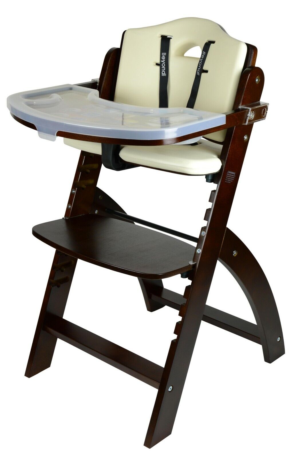 Abiie Beyond Wooden High Chair with Tray. (Mahogany Wood - Cream Cushion) Goedkope beperkte verkoop