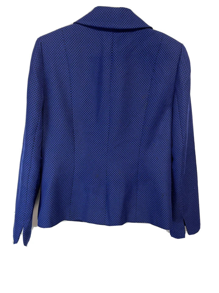 Evan Picone Career Casual Jacket Blazer Royal Blue & Black Lined 10 - Image 2 of 4