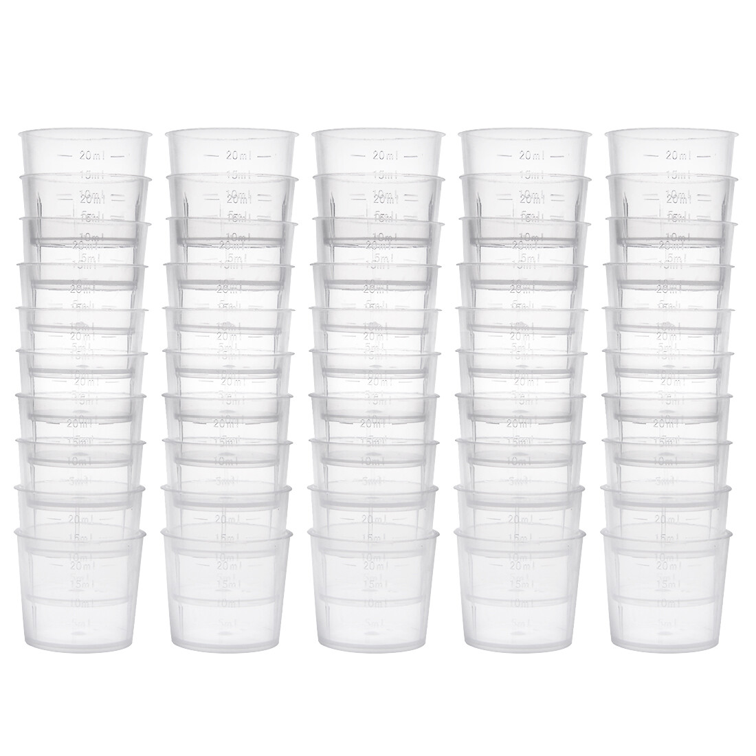 50 Stk. Becherglas durchsichtig Messbecher Labor PP Kunststoff Becher 20ml