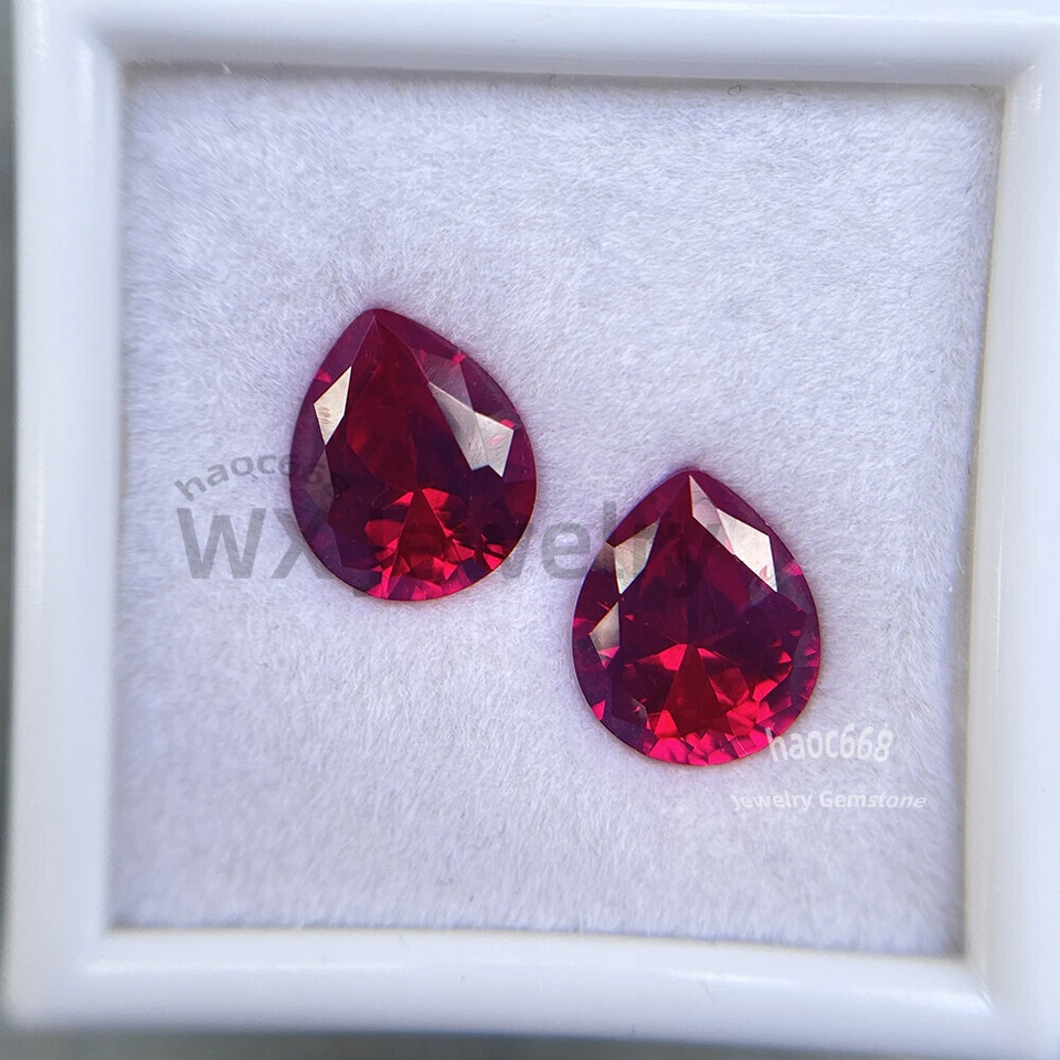 3x5mm-13x18mm Loose Pear Brilliant Cut Ruby Synthetic Red Corundum for Jewellery - Image 4 of 4