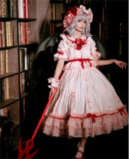 NEW TouHou Project Remilia Scarlet Cosplay Dress Women Costume Girl Pink Outfit