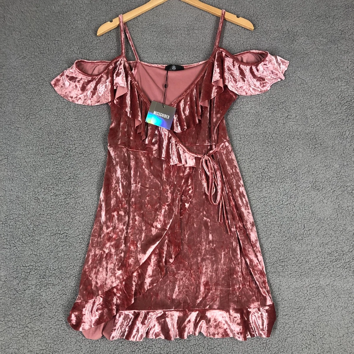 Missguided velvet top wrap dress