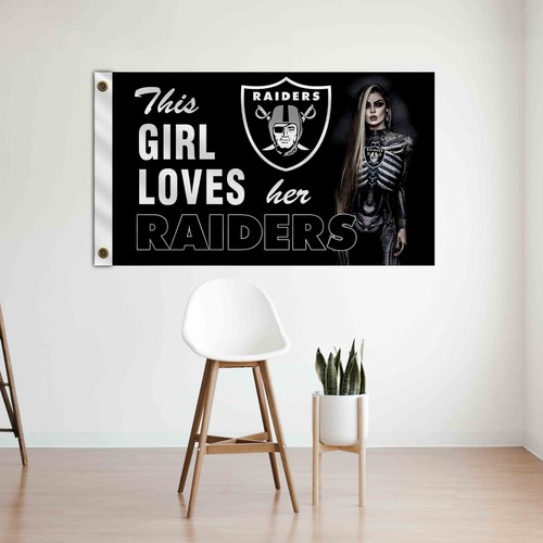 Las Vegas Raiders Flag 90x150cm 3x5ft This Girl Loves Her Team Football