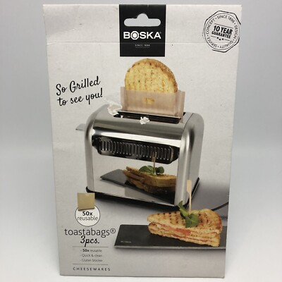 Boska Holland 3 Piece Toastabags Reusable Nonstick Toaster Bags 50X Reusable New