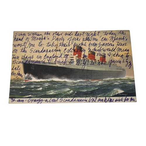 Vinage Cunard Queen Mary Caronia 1955 North Cape Cruise Staff Postcard 1950s
