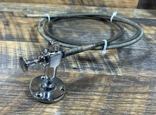 Vintage Chrome Handle And Mount Pull to Choke Brass Cable Control Approx. 60”