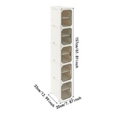 5-Tier Tall Narrow Slim Storage Cabinet with Wheels Narrow Organizer Cabinet
