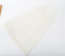 Vtg 60s Suavette Van Raalte Nylon Lacy Full Slip Dress Lingerie Cream Ivory