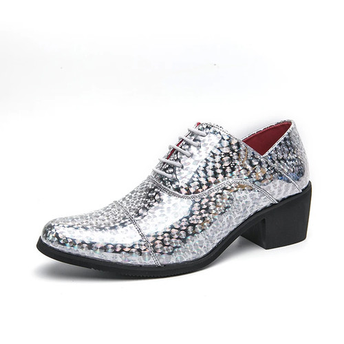 Thick Soled High-heeled Men's Leather Shoes Fashion Casual Height Increase Shoes - Picture 25 of 25