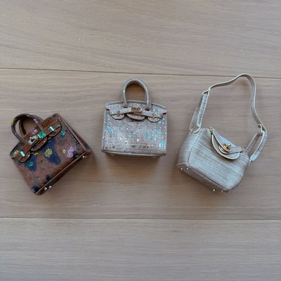 Neutral Mini Bag Charm Bundle 3pcs Leather Mixed Brown Set