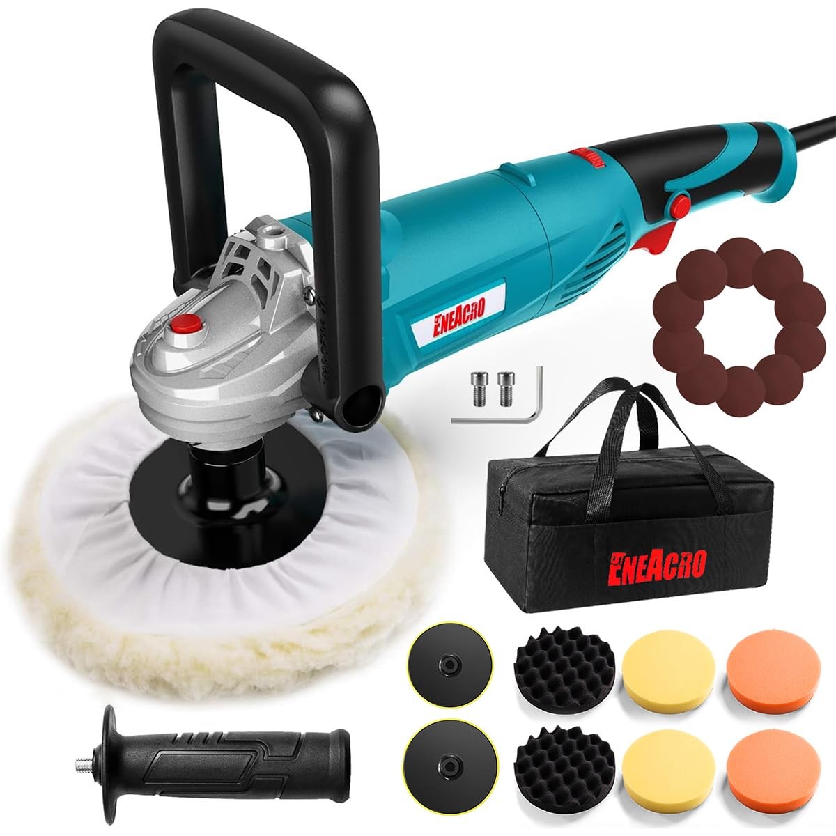 ENEACRO Polisher, Rotary Car Buffer Polisher Waxer, 1600W 1600W, Turquoise 