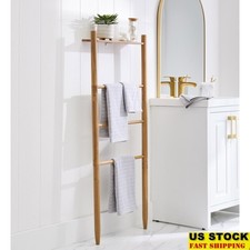 Acacia Wood Towel Ladder 4 Tier Freestanding Storage Rack Bathroom Bedroom New