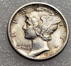 1916 S Mercury Dime AU+  FB USA 90% Silver #146A