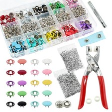 960Pcs Metal Snaps Buttons Kit Multicolor Hollow Solid Sewing Snaps with Fast...