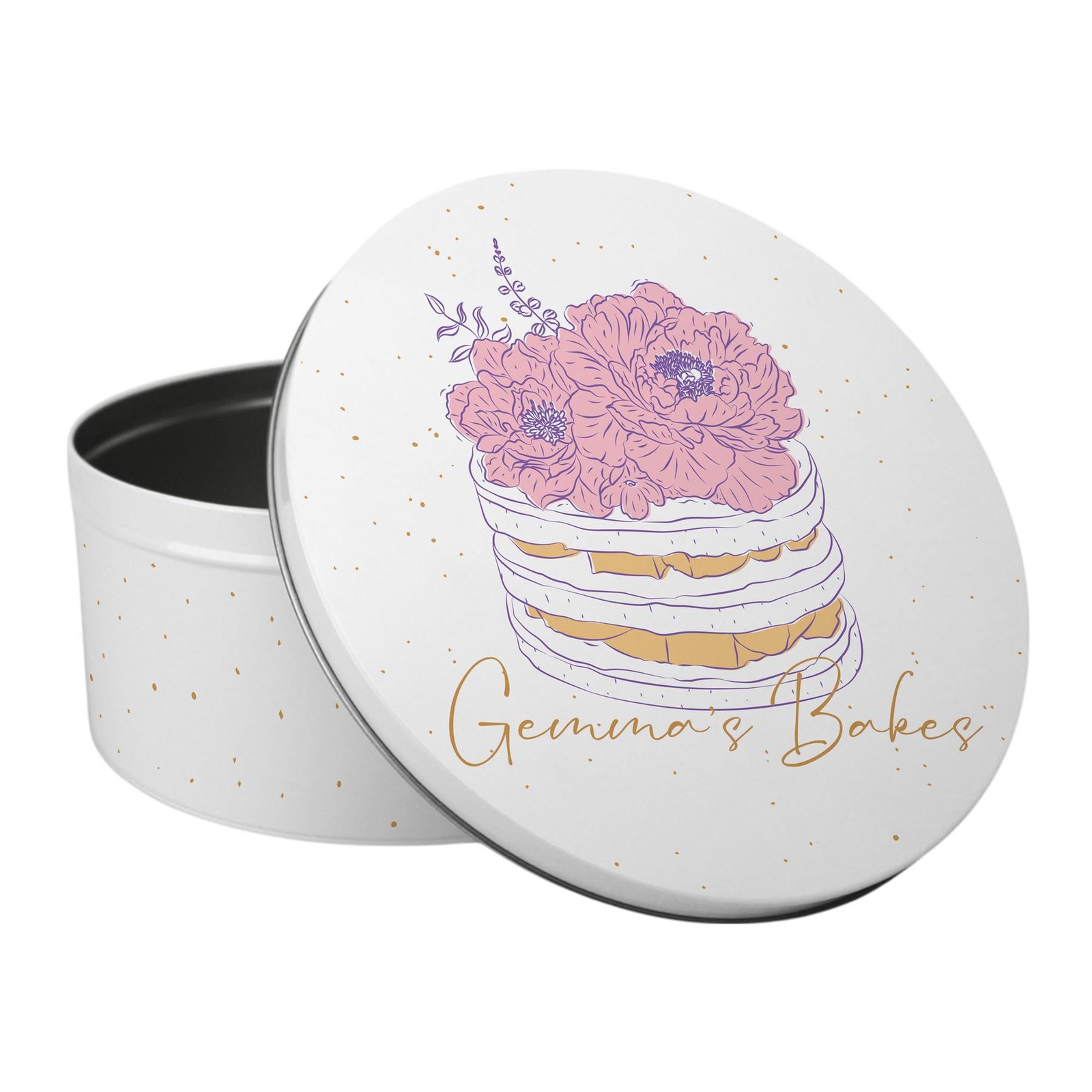 Personalised Cake Tin Baking Gifts for Her - Floral Large Round Kitchen Storage