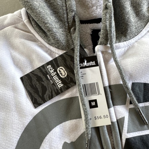 Ecko Unltd Hoodie Mens Medium White Full Zip Rhino Sweatshirt Raw Unlimited NWT - Picture 3 of 6