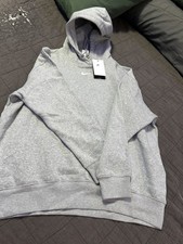 Nike Hoodie Womens XS Over Oversized Gray Pullover Sweatshirt Swoosh DJ7668-063