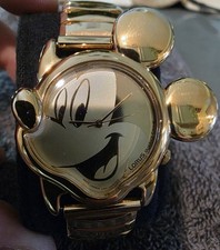 Vintage Lorus Disney Mickey Mouse Head Watch Gold Tone Quartz Japan Runs Great 