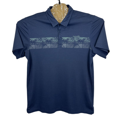 Travis Mathew Poloshirt Herren Large Blau Performance Golf Kurzarm Outdoor