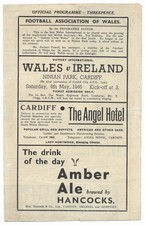 WALES v IRELAND 1946 *VG Condition Football Programme*