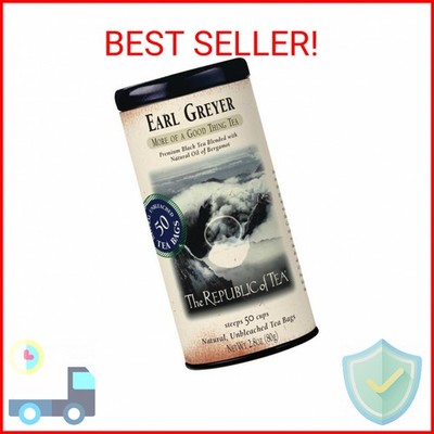 The Republic of Tea - Earl Greyer Black Tea Tin, 50 Tea Bags, Naturally Caffeina