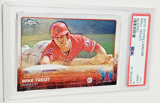 Mike Trout  PSA 9 Mint  2015 Topps Chrome #51 Sliding Red Jersey card  LA Angels