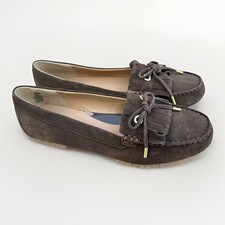 New LL BEAN SIGNATURE Womens Size 8 Slip On Tassel Moccasin Brown Suede Loafers