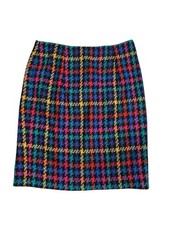 Vintage Maggie Lawrence Womens Size 10 Wool Blend Multicolored Plaid Short Skirt