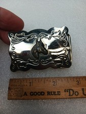 Vintage Horse Belt Buckle Made In USA Silver Belt Buckle Western Americana Belt