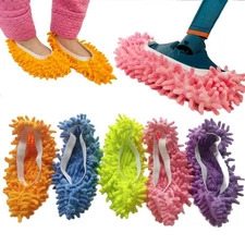10 PCS Microfiber Mop Slippers - Washable Floor Cleaning Shoes for Home &