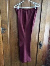 Vintage 70s or 80s Polyester Pants Burgandy Elastic Waist Unbranded