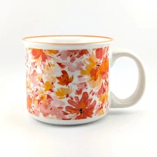 Orly Maison New York Mug Oversized 16 oz Floral Orange Pink Coffee Tea Soup 
