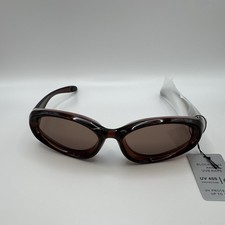 Women  s Oval Sunglasses Brown Plastic Frame Brown Tinted Lenses Solid UV400