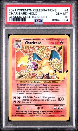 2021 POKEMON CELEBRATIONS CLASSIC COLLECTION #4 CHARIZARD-HOLO PSA 10