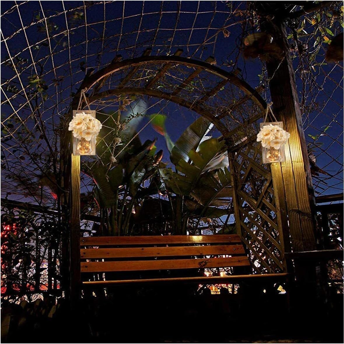 Rustic Mason Jar Wall Decor Sconces with LED Fairy Lights -Battery Cordless W...