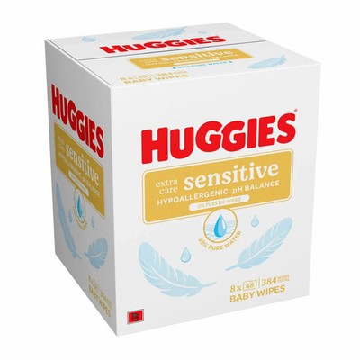 Huggies Plastikfreie Extra Care Baby Feuchttücher, 8 x 48 Tücher