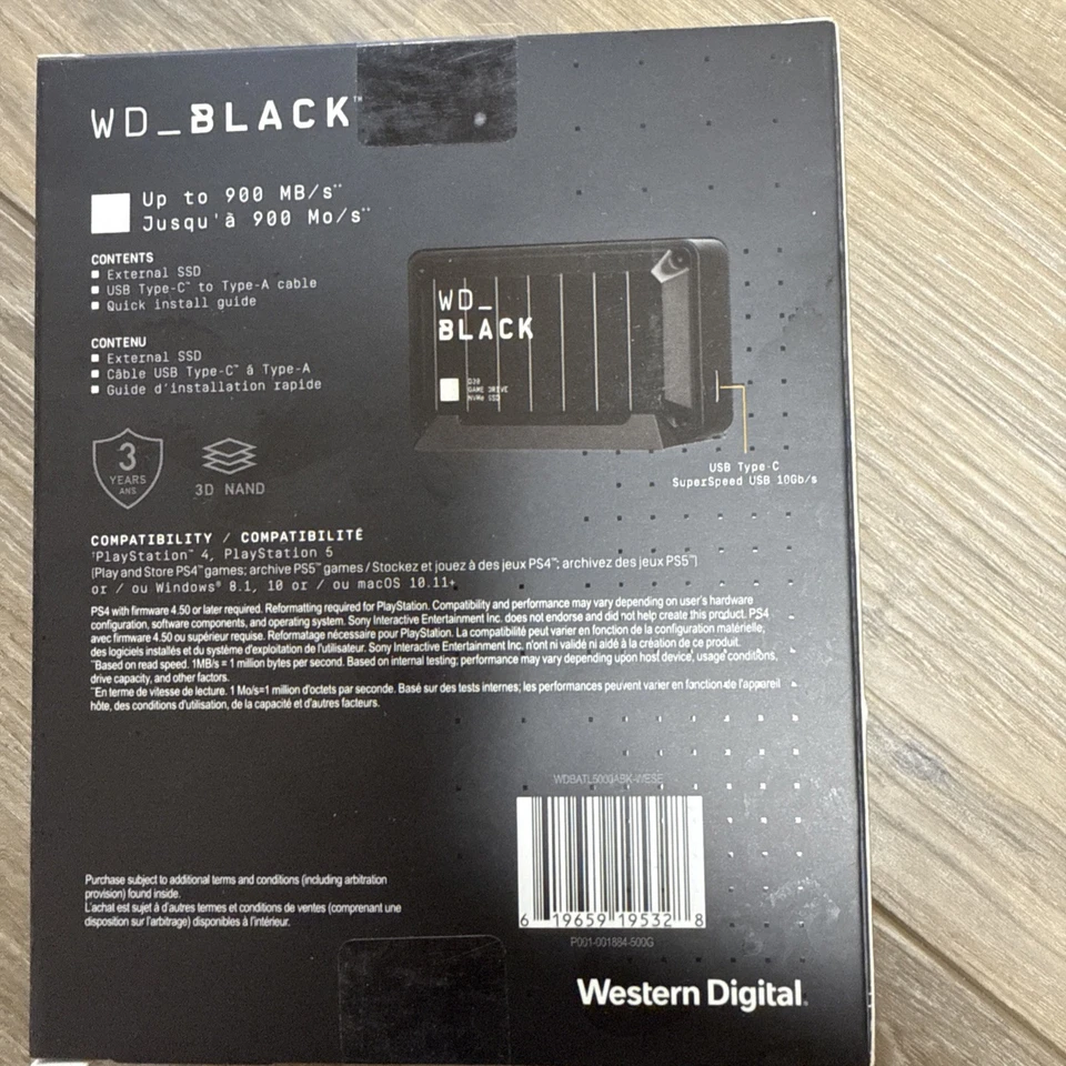 New WD BLACK D30 500GB SSD, USB-C, External Solid State Drive - Image 2 of 4