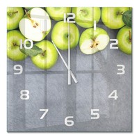 Glas-Wanduhr Aus GehäRtetem Glas Wanduhr GrüNe ÄPfel WeißE Zeiger 60X60 Cm