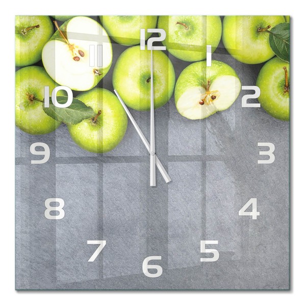 Glas-Wanduhr Aus GehäRtetem Glas Wanduhr GrüNe ÄPfel WeißE Zeiger 60X60 Cm-image