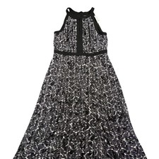 White House Black Market Maxi Dress 10 Black White Halter NWT