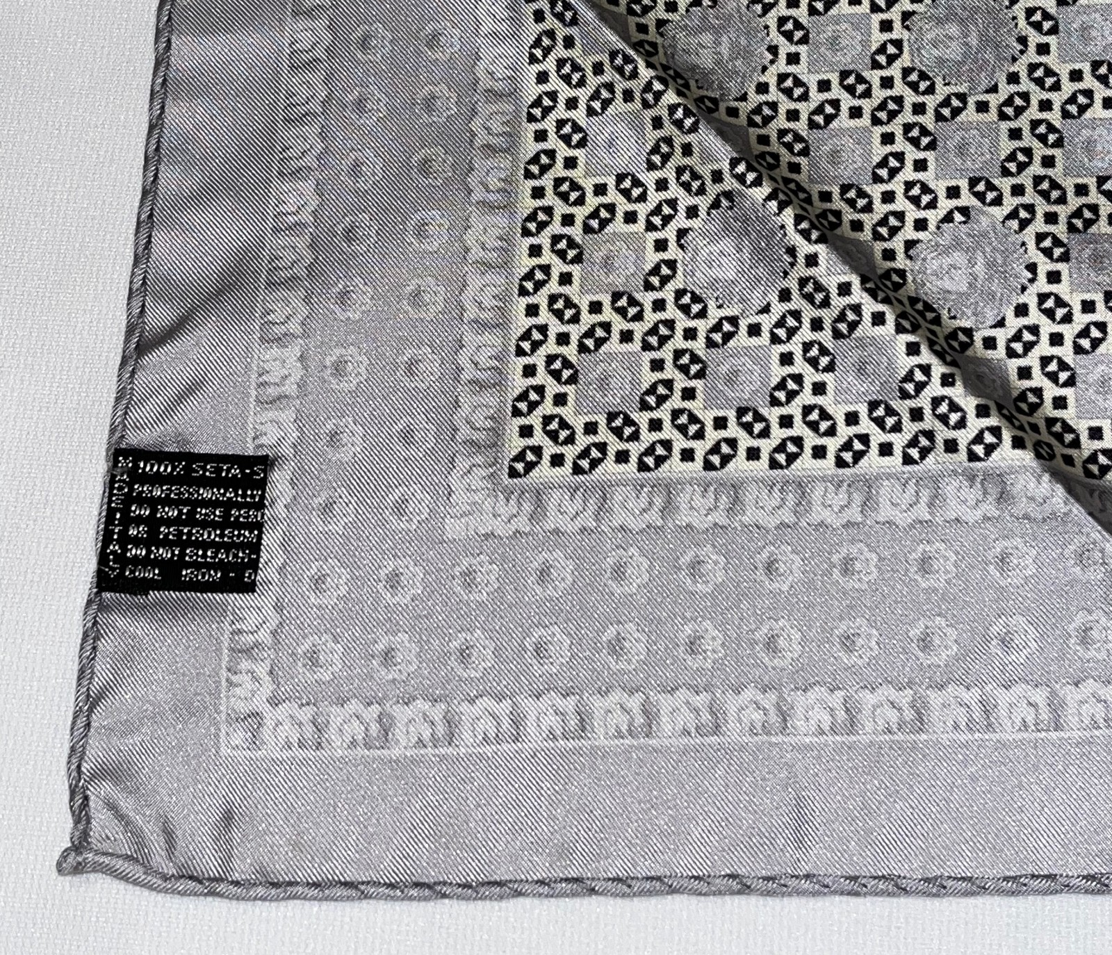 Versace Silk Pocket Square - Silver Medusa Pattern thumbnail 4