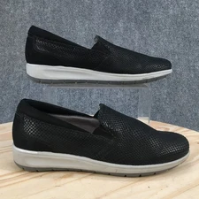 Walking Cradles Shoes Womens 8.5 M Black Slip On Sneakers Leather Comfort Low